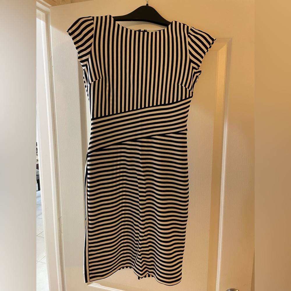 Banana Republic Blue and White Striped Midi Dress